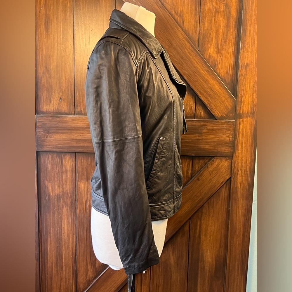 Treasure & Bond Soft Black‎ Leather Moto Jacket Women's Medium - Picture 6 of 9